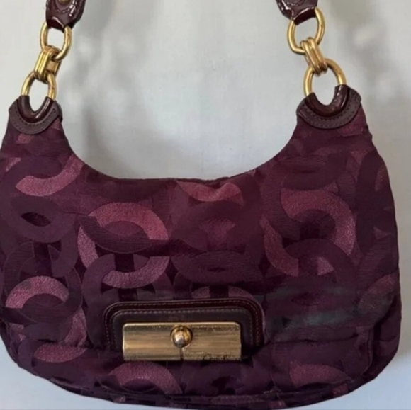 COACH Kristin Large C Signature Handbag Hobo Shoulder Bag Deep Purple 18281 - Picture 4 of 16